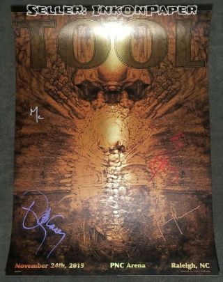 Tool 11/24/2019 Raleigh,  Nc Band Signed Poster By Allen Williams Xxx/650