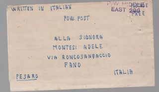 1945 Egypt Camp 305 Censored Pow Italian Prisoner Of War Letter Cover To Italy