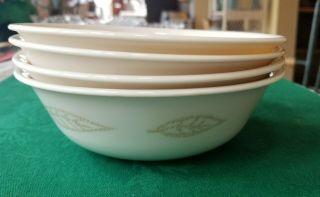 Corning Corelle Textured Leaves Pattern.  Set Of 4 Soup Cereal 6 - 1/4 " Bowls