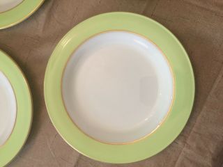 Vintage Pyrex Lime Green With Gold Trim 10 Inch Dinner Plate Set Of 4 A 2
