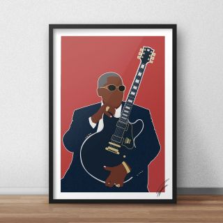 B.  B.  King Inspired Wall Art Print / Poster A3 A4 Supreme Blues Art Jazz Bb King