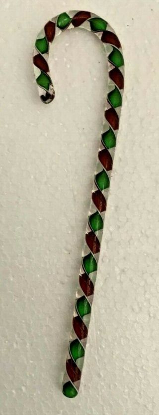 Robert Kahl Blown Glass Green And Red Candy Cane 7 Inch In Gift Box