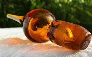 Blenko Art Glass 7 1/4” Amber Flame Decanter Stopper Only,  Fits 1 " Opening