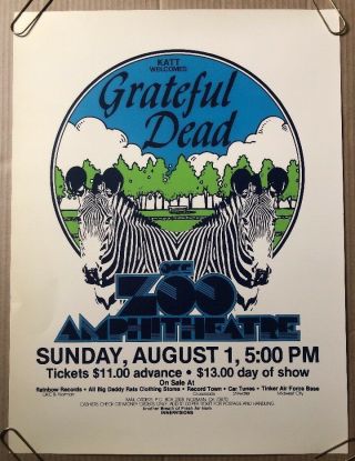 Vintage Concert Poster Grateful Dead Okc Zoo Jerry Garcia’s 40th 1982