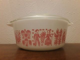 Vintage Pyrex Pink Amish Butterprint 1/2 Pint 4721 With Lid