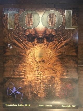 Tool Limited Edition Signed Autographed Poster From Raleigh Nc Show 11/24/19