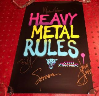 Steel Panther “heavy Metal Rules” Band Autographed Chicago 2019 Poster