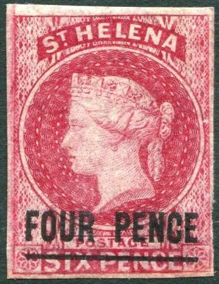 St Helena - 1863 4d Carmine Sg 5 Lightly Mounted V29625