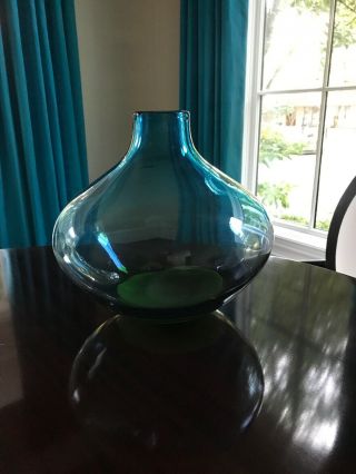 Waterford Evolution Vase Large Teal Turquoise Green Modern Art Crystal