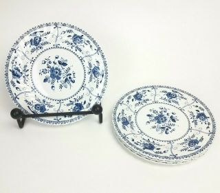 Set Of 4 Johnson Brothers Indies Blue White Dinner Plates England