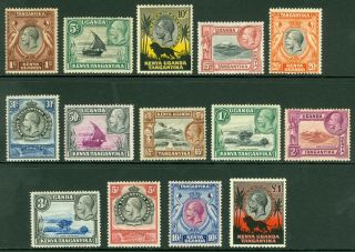 Sg 110/23 Kenya,  Uganda & Tanganyika.  1935 Set Of 14 Values.  1c - £1.  Lightly.