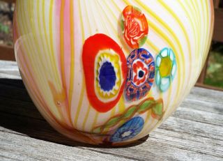 MURANO White Vase,  Yellow Swirls,  Red,  Green,  Hand crafted from Estate - Heavy 2