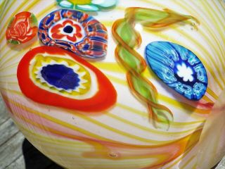MURANO White Vase,  Yellow Swirls,  Red,  Green,  Hand crafted from Estate - Heavy 3