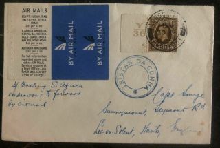 1937 Tristan Da Cunha Airmail Cover To England Rare Air Label W Instructions