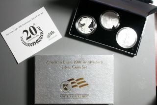 2006 American Eagle 20th Anniversary 3 Pc 1 Oz Silver Coin Set