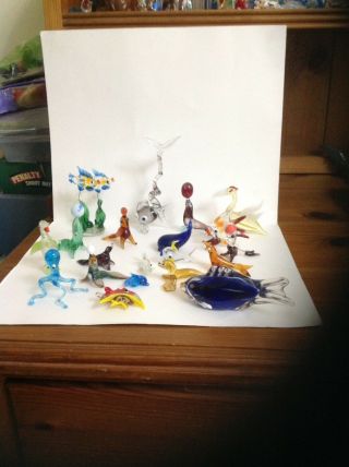 20x Murano Glass Tropical Fish,  Octopus,  Seal Ball,  Pelican,  Penguin,  Whale,  Dolphin.