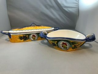 2 Vintage Hand Painted Made In Italy Serving Dishes Tutta Ceramica (wd)