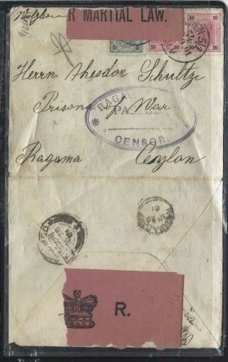 Ceylon (p0808bb) 1901 Incooming Boer War Pow Censor Cover From Austria Opened U