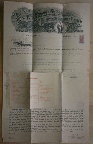 Sarawak Malaysia Document Fire Policy Revenue 1929 Fiscal