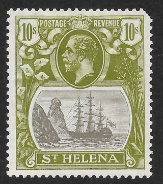 St Helena 1922 - 37 10/ - Grey & Olive - Green With Torn Flag Sg 112b Cat Value £1800