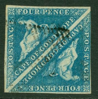 Sg 6a Cape Of Good Hope 1855 - 63.  4d Blue Pair.  Very Fine,  Almost Full.