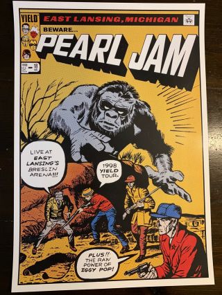 Pearl Jam 1998 East Lansing Poster.  Near