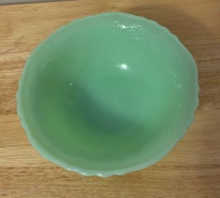 Vtg Mckee Glass Co Jadite Jadeite Jade - Ite Scalloped Leaf Embossed Small Bowl
