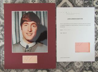 Beatles Vintage 1963 Era John Lennon Signed Small Document Tracks