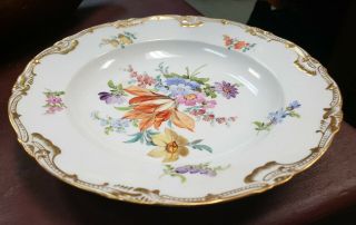 1887 - 1915 German Ambrosius Lamm Dresden Porcelain Gilded Floral Pattern Bowl