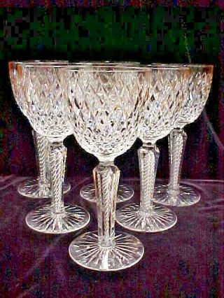 (set Of 6) Vintage Crystal Spiral Air Twist Stem Wine Water Glass Goblet Excllnt