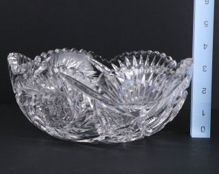 Brilliant Cut Crystal Bowl Sawtooth Rim Pinwheels 8 