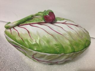 Mottahedeh Cabbage Covered Serving Bowl With Lid Tureen