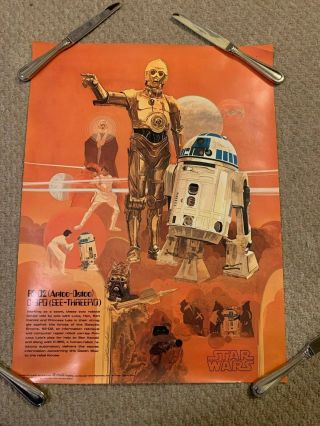 Vintage 1977 Star Wars Coca Cola Burger Chef Advertising Poster R2 - D2 C - 3po