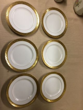 6 Limoges Pl M.  Redon Gold Crusted Bread & Butter Plates
