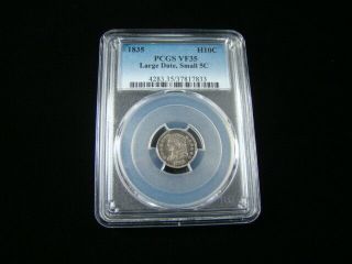 1835 Capped Bust Silver Half Dime Large Date,  Small 5c Pcgs Graded Vf35