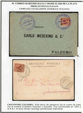 1902 Italy Cover / Postcard,  Rare Cristoforo Colombo Ship Cancels