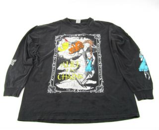 Vintage 1992 Alice In Chains Wonderland Print Double Sided Xl T Shirt - Collector