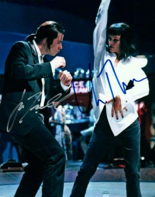 Uma Thurman John Travolta Autographed Signed 8x10 Photo Picture Pic,