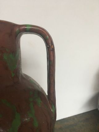 Weller Coppertone Double Handled Large Vase Green Swirls Arts & Crafts Design 3