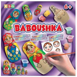 AUS Stock KSG Baboushka Russian 5 Wooden Dolls Decorate Kit Kids Art Craft 2