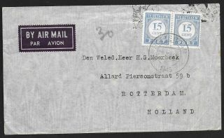 Netherlands Indies Covers 1945 30c Due Airmailcover Medan To Rotterdam