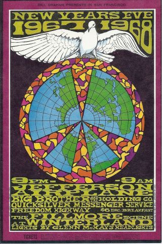 Jefferson Airplane,  Janis Joplin Bg - 100 Fillmore Concert Postcard