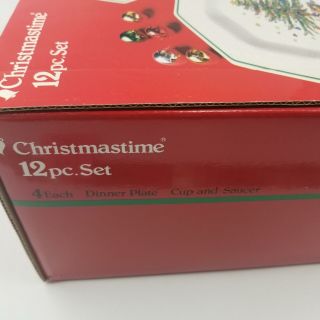 Nikko Christmastime Octagon Christmas Tree White 12 Piece Dinnerware Set 3