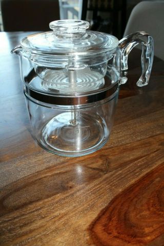 Vtg Pyrex 6 - 9 Cup Flameware Stove Top Percolator Coffee Pot 7759 Complete Euc