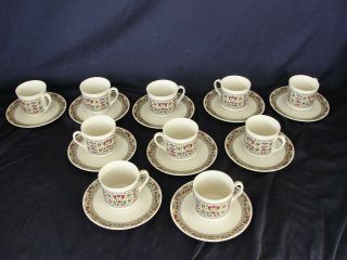 10 Vintage Royal Doulton Fireglow Tea Cups And Saucers