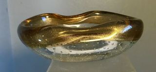 Vintage Murano Glass Bullicante Bowl Band Of Gold Classic