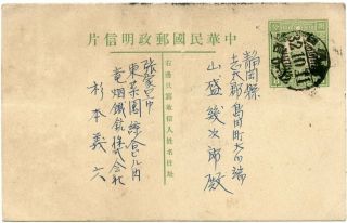 China,  Japan Occ. ,  Mengchiang 1943 4c/8c Card W/ " Kalgan " Japanese - Style Cds
