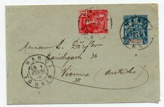 1908 Indo - China To Austria Cover Stationery,  France Offices Stamp,  Wow