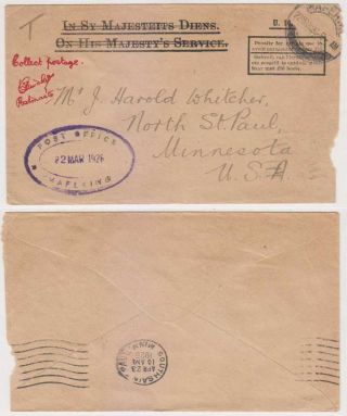 Bc Cape Of Good Hope 1926 Letter Mafeking To North St.  Paul,  Minn Usa No Postage