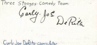 Curly Joe Derita Comic Actor Movie Autographed Signed Index Card Jsa
